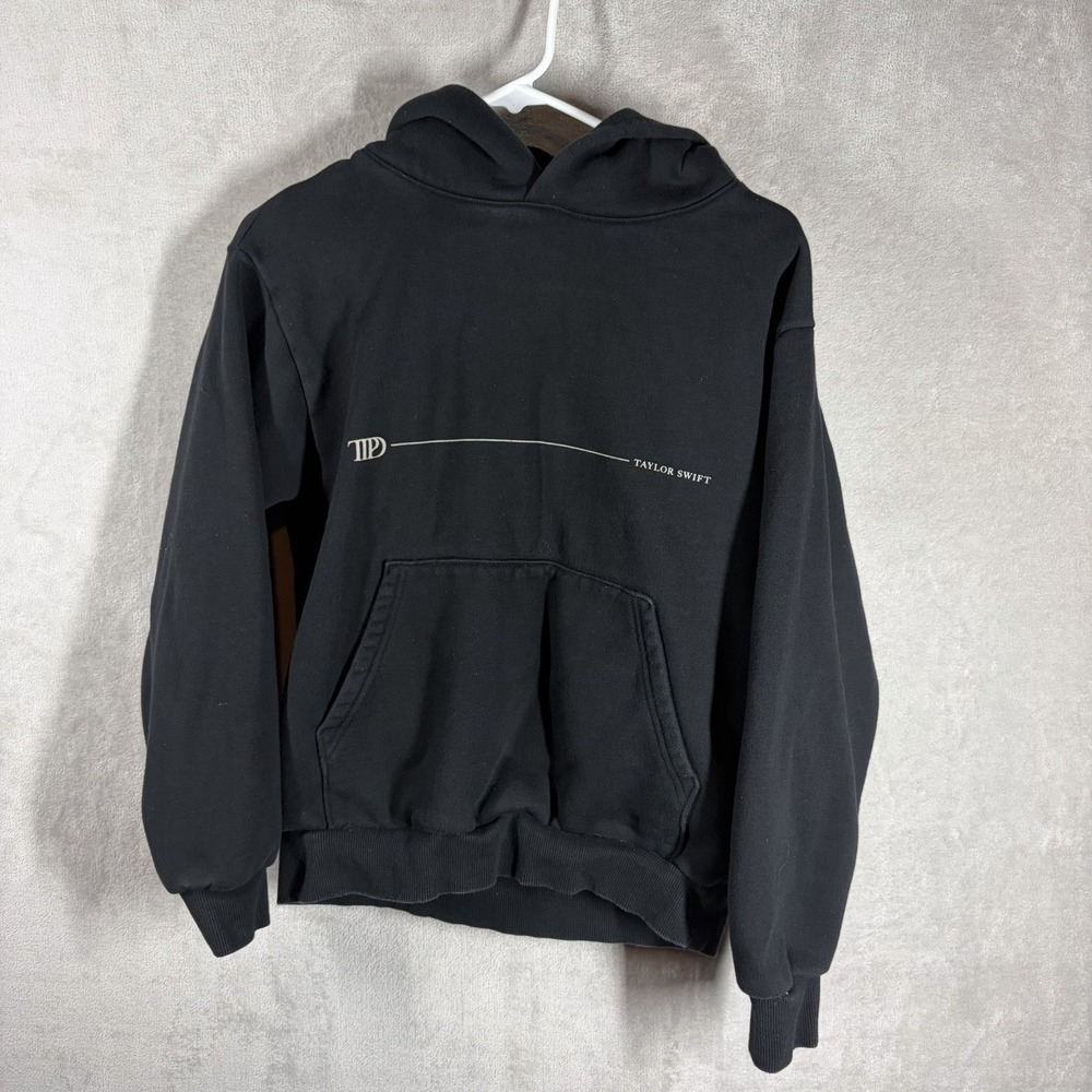 Taylor Swift Tortured Poets TTPD Black Hoodie Sweatshirt Size S Spotify Merch